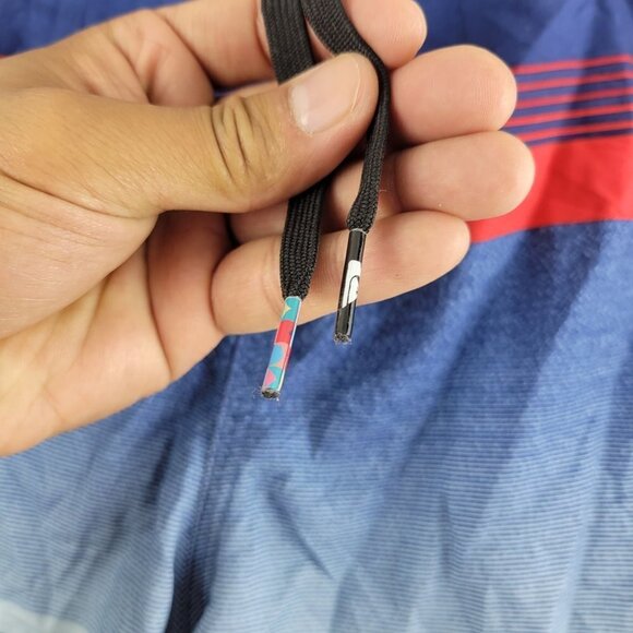 Quiksilver Stripe Boardshorts Hybrid Tie Waist Swim Lined High Rise Medium Mens - Picture 7 of 15